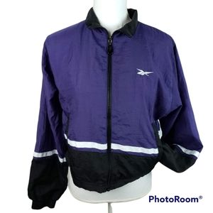 Reebok Full Zipper Windbreaker Jacket Short Medium Purple Running